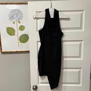 Karlie Black Sleeveless Asymmetrical Cowl Neck Dress